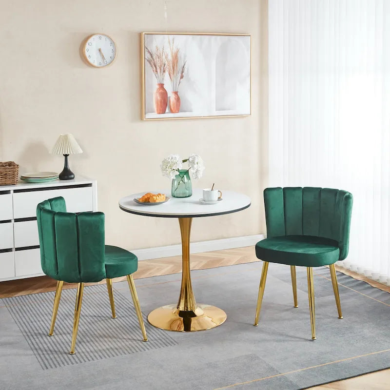 Velvet Dining Chairs with Gold Legs (Set of 2)