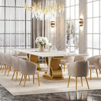 Luxury Rectangular Sintered Stone Dining Table with Stainless Steel Base for 8-10