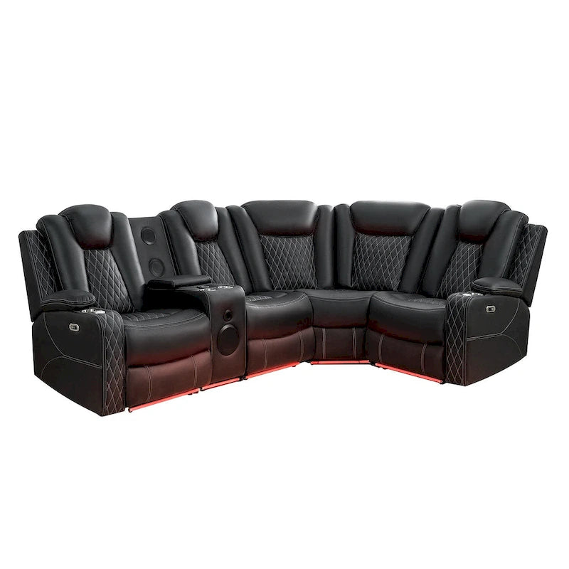 Luxury Reclining 5 & 6 Seater Corner Sofa w/ LED, USB, Wireless Charging, Bluetooth & Storage
