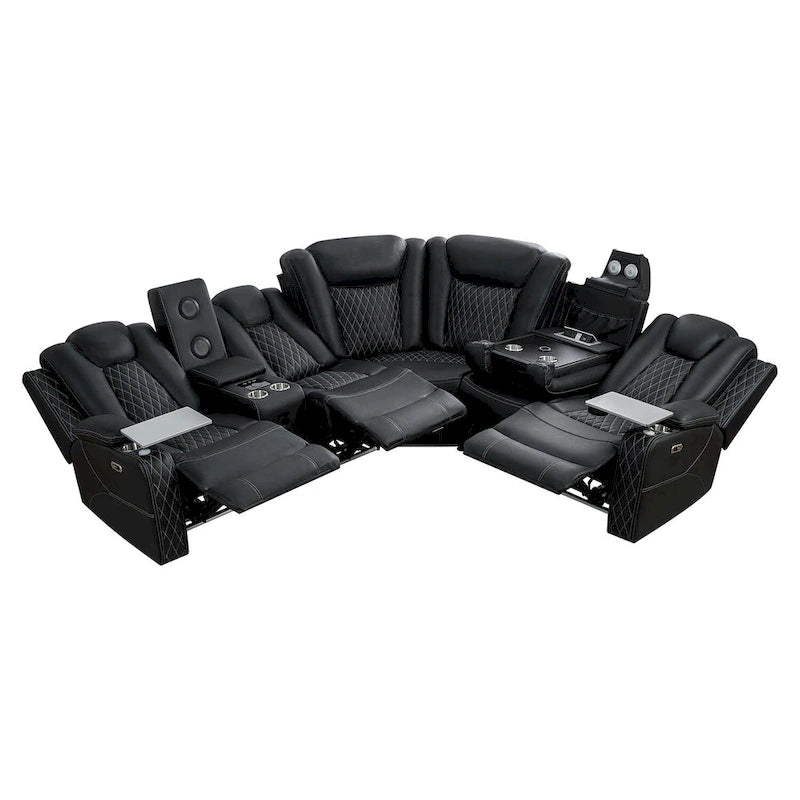 Luxury Reclining 5 & 6 Seater Corner Sofa w/ LED, USB, Wireless Charging, Bluetooth & Storage