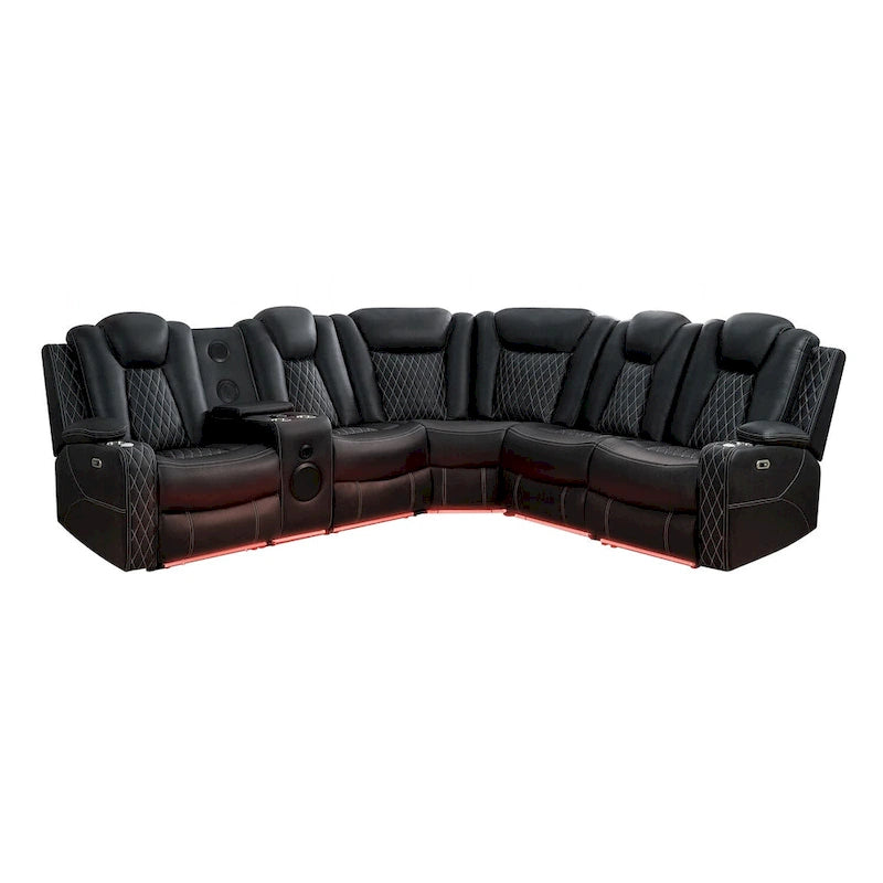 Luxury Reclining 5 & 6 Seater Corner Sofa w/ LED, USB, Wireless Charging, Bluetooth & Storage
