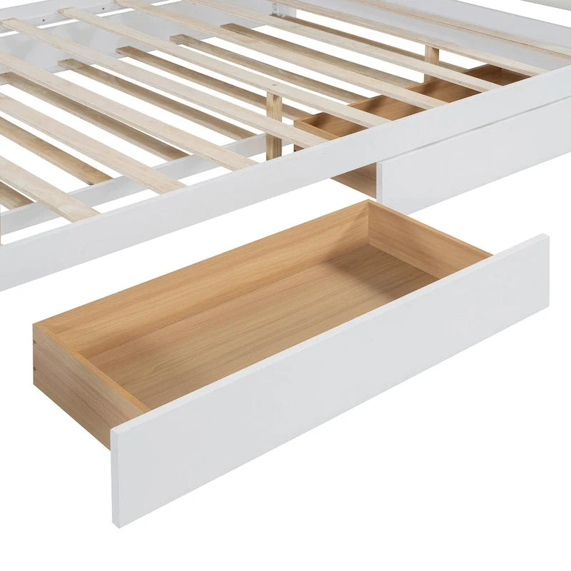 Queen Wood Platform Bed with 2 Drawers & Twin XL Trundle