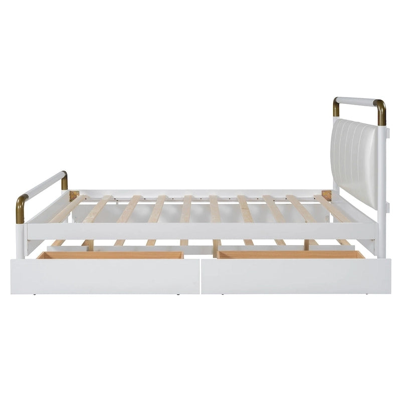 Queen Wood Platform Bed with 2 Drawers & Twin XL Trundle