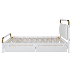Queen Wood Platform Bed with 2 Drawers & Twin XL Trundle