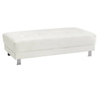 Faux Leather Upholstered Tufted Ottoman - 57 - White