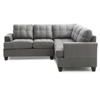 Tufted Microsuede L-Shape Sectional Sofa - 80 - Gray