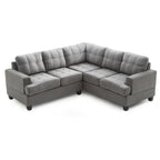 Tufted Microsuede L-Shape Sectional Sofa - 80 - Gray