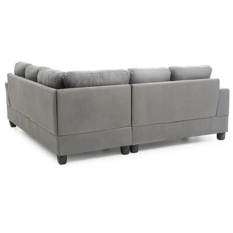 Tufted Microsuede L-Shape Sectional Sofa - 80 - Gray