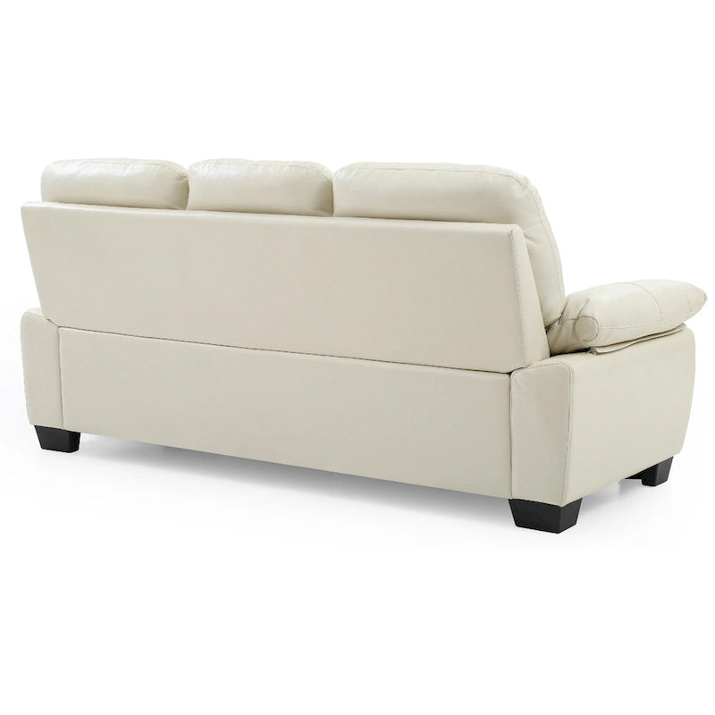 Flared Arm Faux Leather Straight Sofa - 78 - Beige