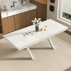 VECELO 90 Inch Modern Solid Wood Rectangular Extendable Dining Table