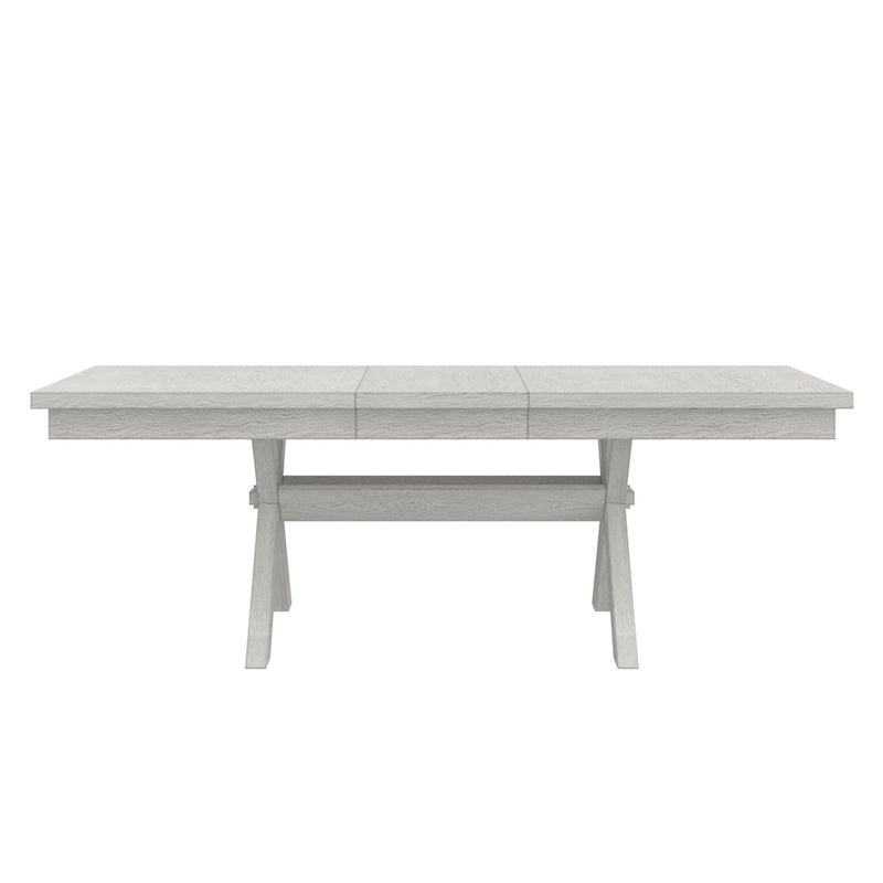 VECELO Dining Table Set with Bench, Solid Wood Rectangular Extendable Dining Table & 4 Solid Wood Dining Chairs
