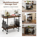 Home Bar Cart 2-tier Home Bar Cart w/ Lockable Wheels &