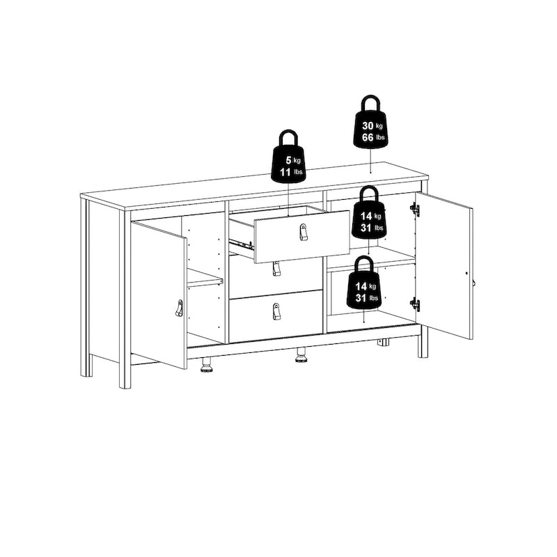 Porch & Den Madrid 2-Door Sideboard with 3-Drawers