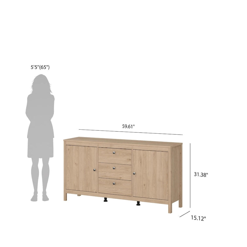 Porch & Den Madrid 2-Door Sideboard with 3-Drawers