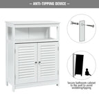 Costway Bathroom Storage Wood Floor Cabinet with Double Shutter Door