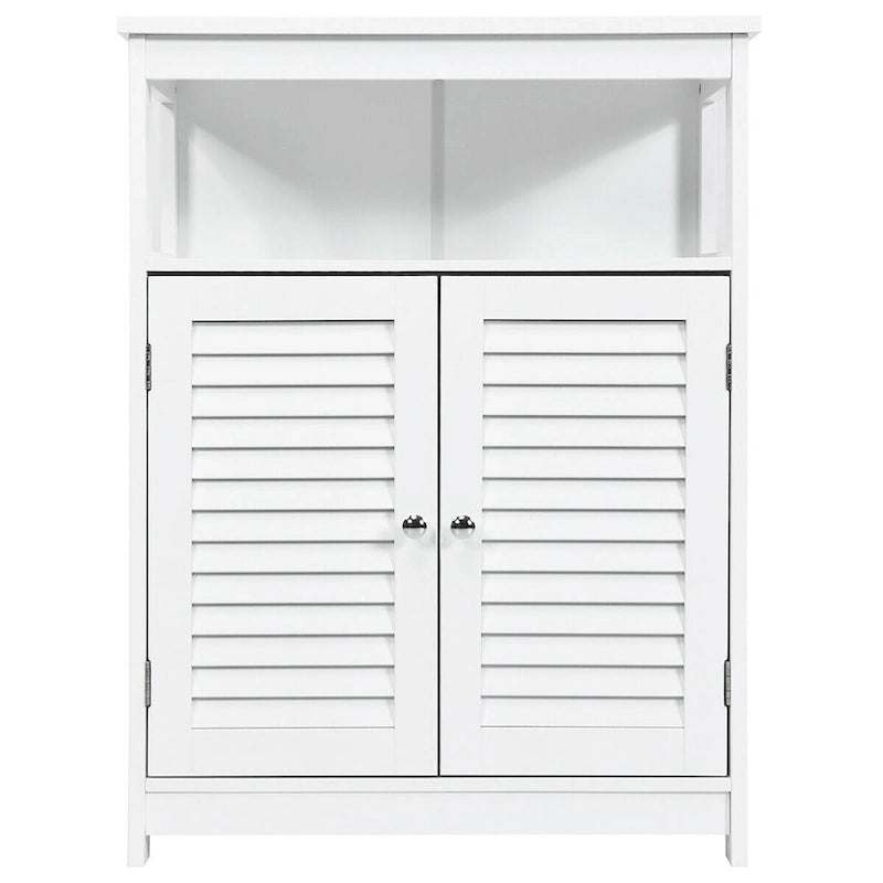 Costway Bathroom Storage Wood Floor Cabinet with Double Shutter Door