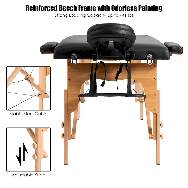 Costway 84L Portable Massage Table Adjustable Facial Spa Bed Tattoo
