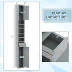 Gymax Tall Slim Bathroom Storage Cabinet Linen Tower w/Drawer