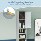 Gymax Tall Slim Bathroom Storage Cabinet Linen Tower w/Drawer