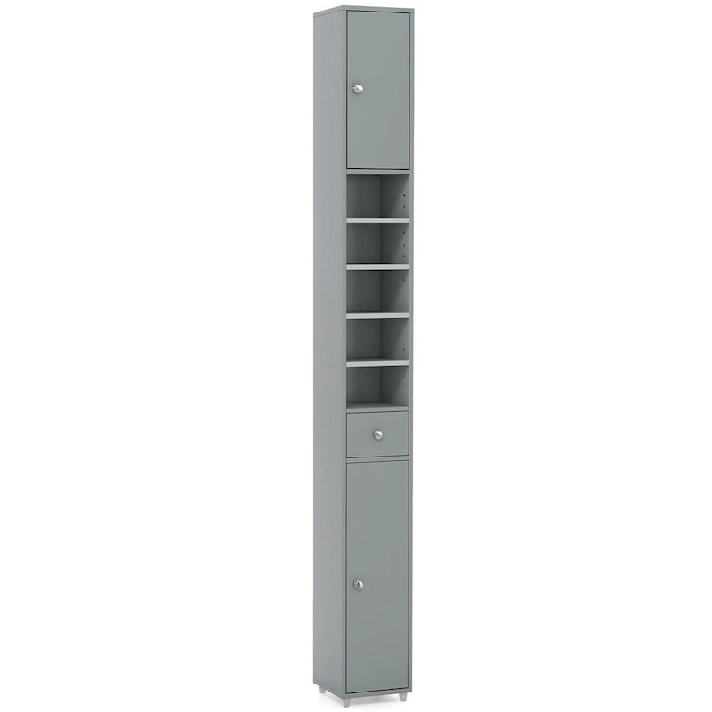 Gymax Tall Slim Bathroom Storage Cabinet Linen Tower w/Drawer