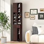 Gymax Tall Slim Bathroom Storage Cabinet Linen Tower w/Drawer