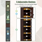 Gymax Tall Slim Bathroom Storage Cabinet Linen Tower w/Drawer