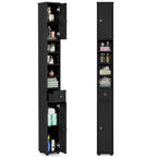 Gymax Tall Slim Bathroom Storage Cabinet Linen Tower w/Drawer
