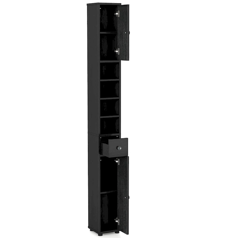 Gymax Tall Slim Bathroom Storage Cabinet Linen Tower w/Drawer
