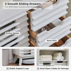 Slatted Door Bathroom Floor Cabinet, Mid-Century Storage Cabinet