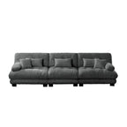133.8 Chenille 4-Seat Sofa with Round Bolster Armrests, Deep Seat Cushions for Living Room