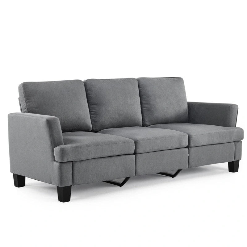 83.5 Upholstered Square Arm Suede Sofa
