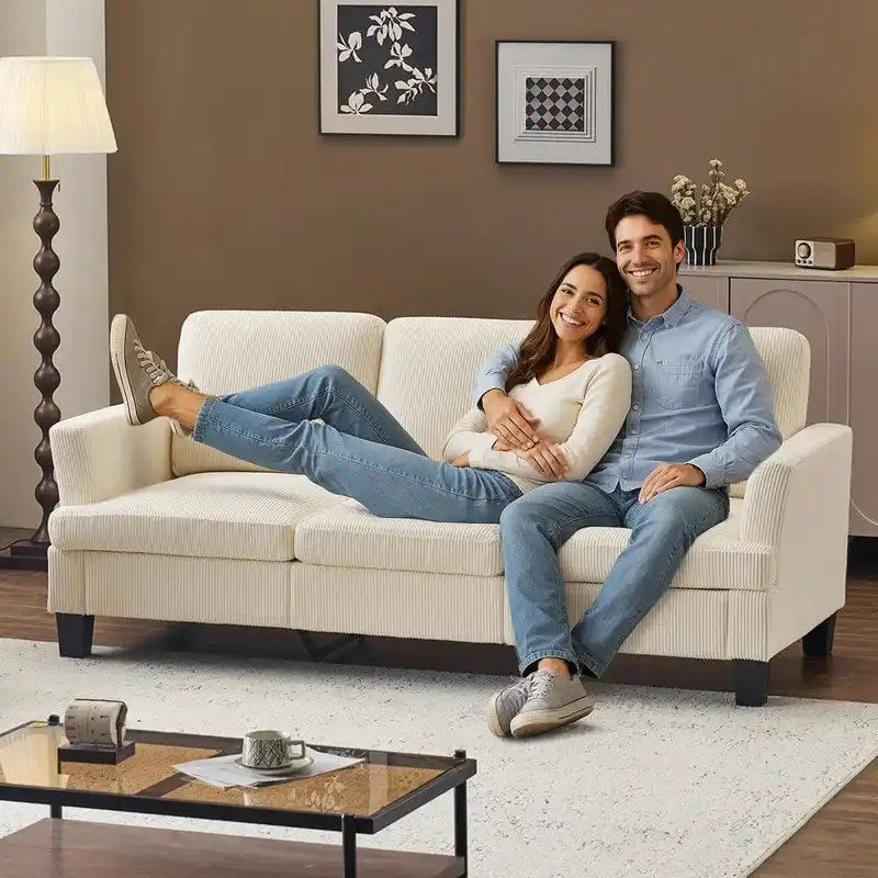 83.5 Upholstered Square Arm Suede Sofa