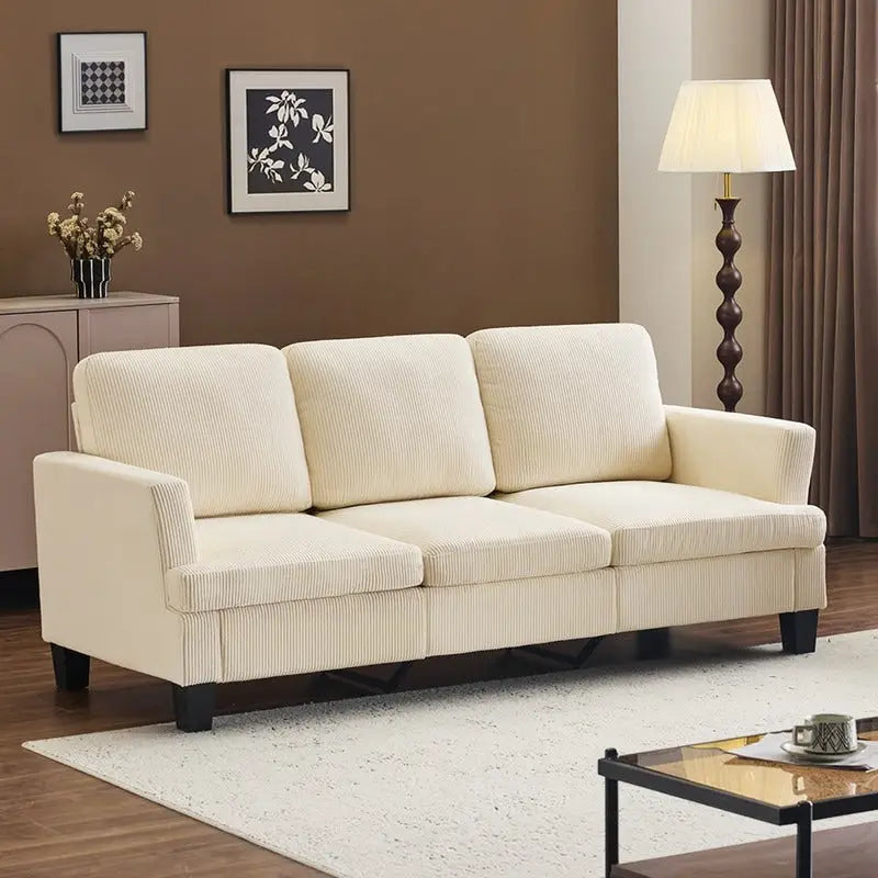 83.5 Upholstered Square Arm Suede Sofa