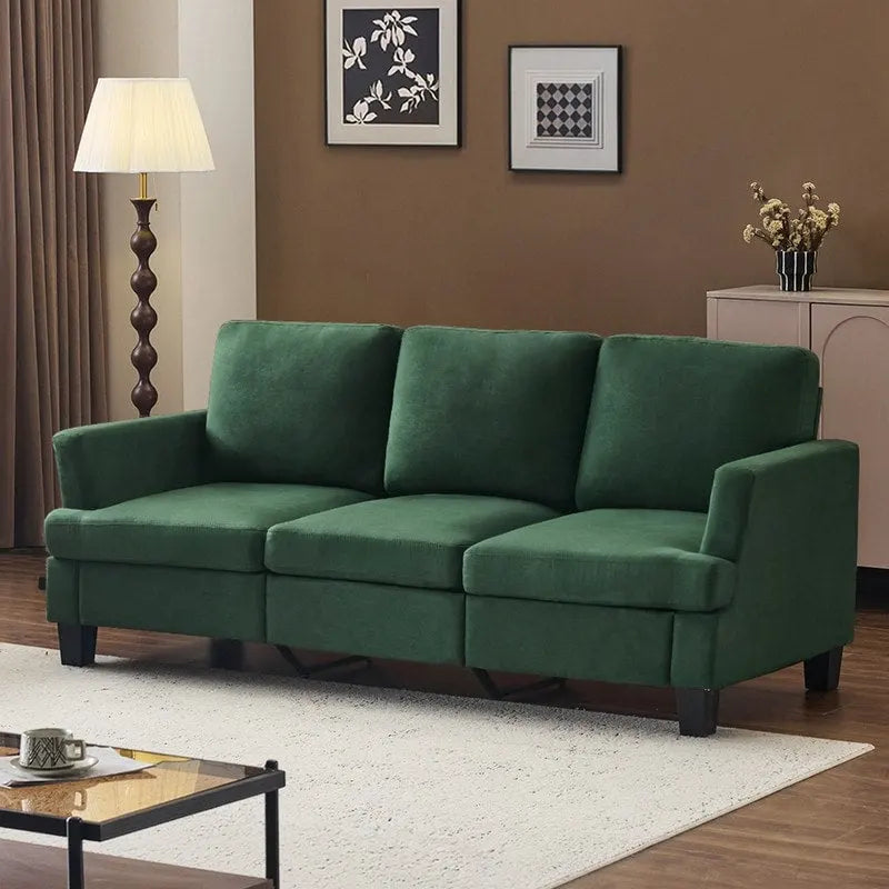 83.5 Upholstered Square Arm Suede Sofa