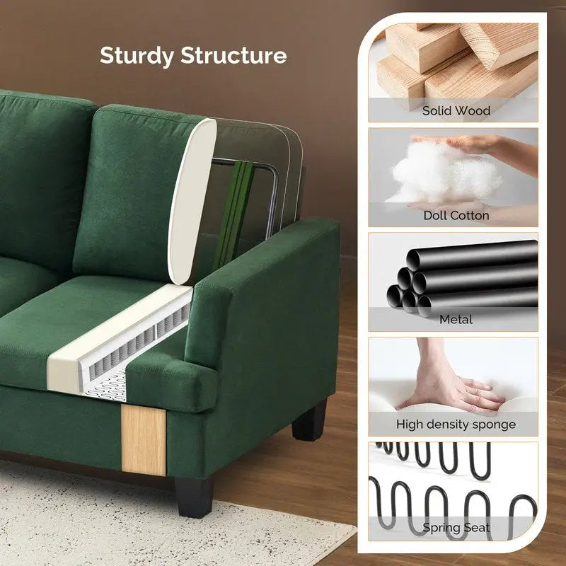 83.5 Upholstered Square Arm Suede Sofa
