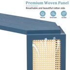 Model Narrow Entryway Table,Irregular Top with Rattan for Living Room