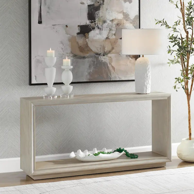 Rectangular Console Sofa Table - 60 - Brown