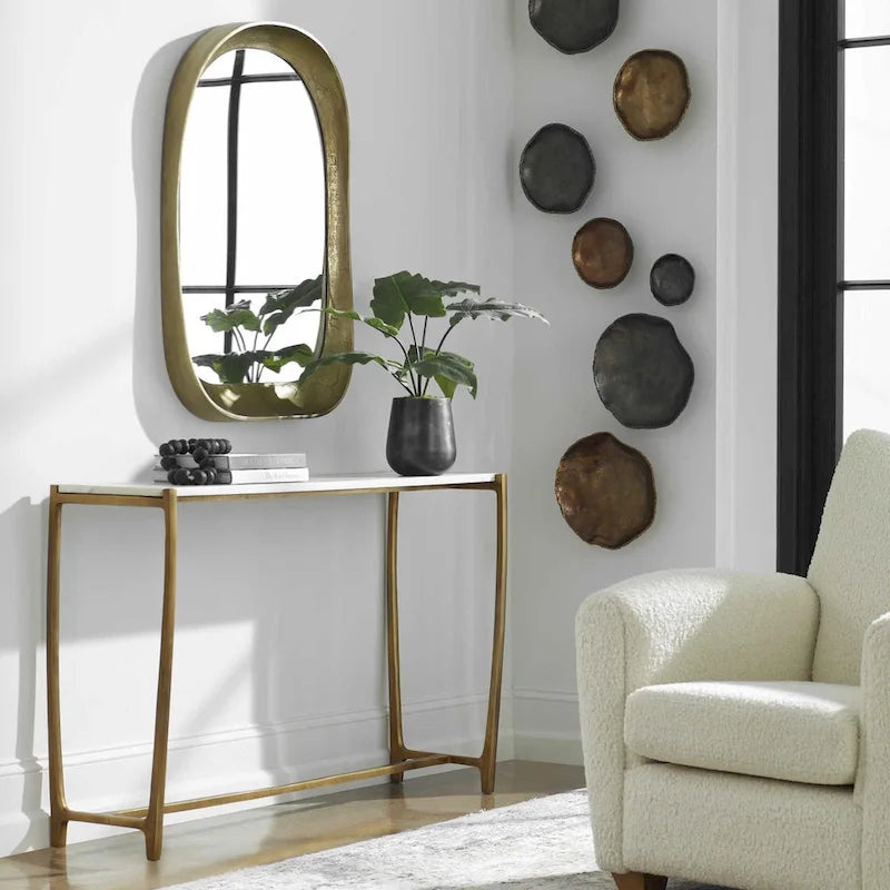 Affinity Marble Top Console Table - 47.25 - White and Gold