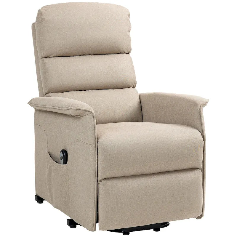 Electric Lift Recliner Chair for Seniors Adjustable Fabric Reclining Sofa with Remote and Side Pockets