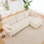 110.2 Chenille Three Seater Upholstered Sofa, 1 Ottoman