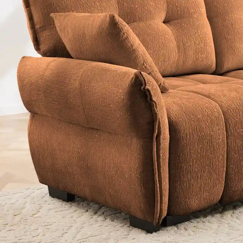 110.2 Chenille Three Seater Upholstered Sofa, 1 Ottoman