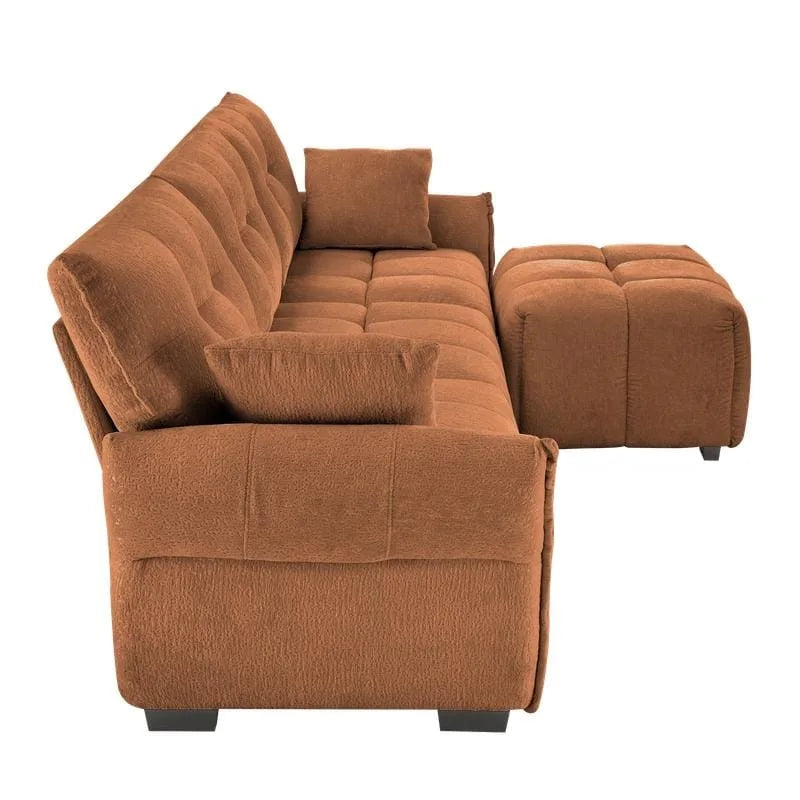 110.2 Chenille Three Seater Upholstered Sofa, 1 Ottoman