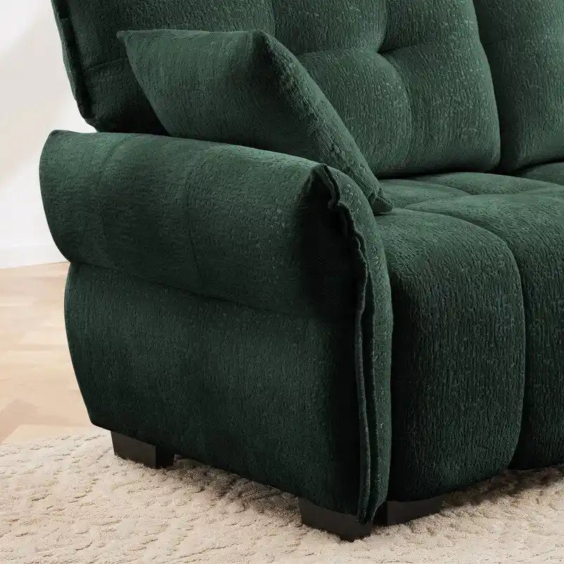 110.2 Chenille Three Seater Upholstered Sofa, 1 Ottoman