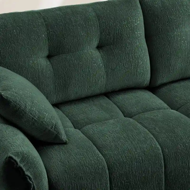 110.2 Chenille Three Seater Upholstered Sofa, 1 Ottoman