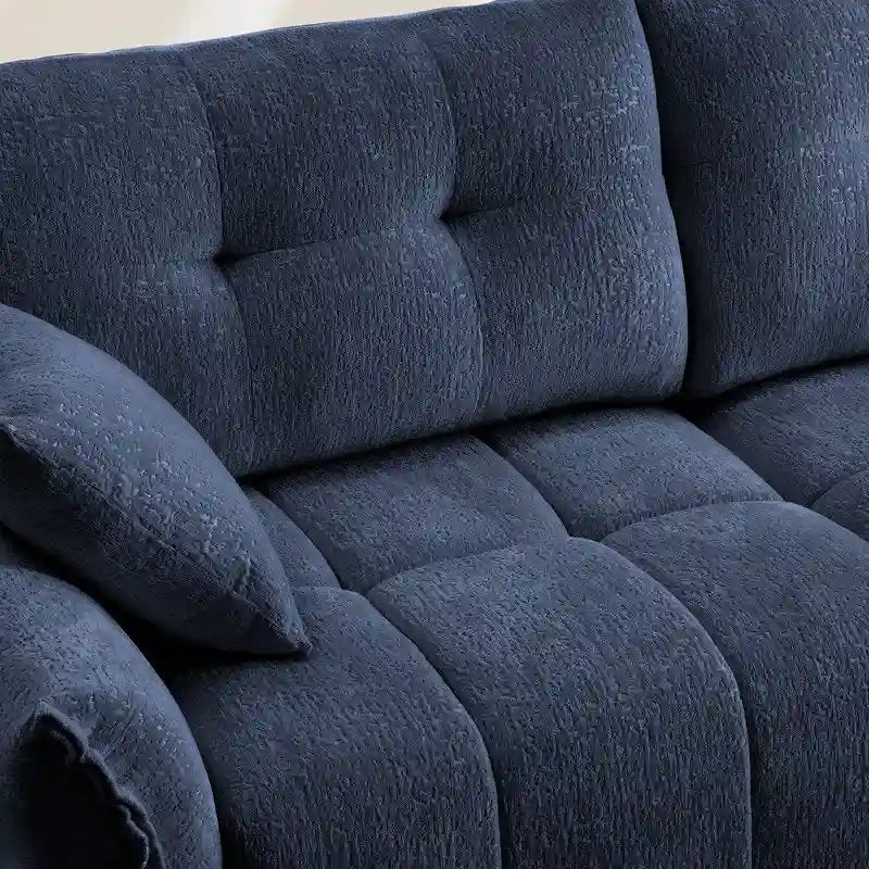 110.2 Chenille Three Seater Upholstered Sofa, 1 Ottoman