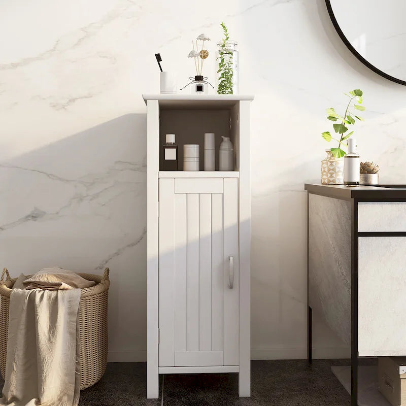Gymax Bathroom Floor Storage Cabinet Free Standing w/ Single Door