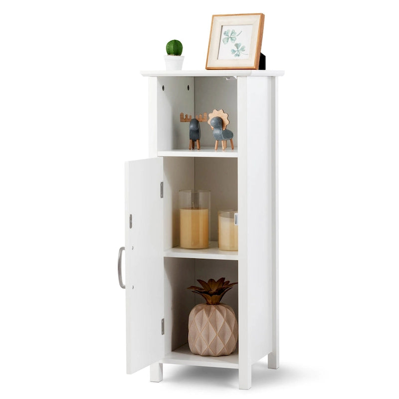Gymax Bathroom Floor Storage Cabinet Free Standing w/ Single Door