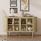 Farmhouse Sideboard Cabinet with Glass Doors & Adjustable Shelves