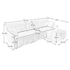 110.2 Chenille 3-Seater Sofa Set with Ottoman and Pillows, Solid Wood Frame and High-Resilience Cushions