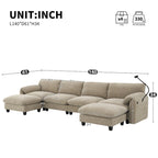 140 Chenille U-Shaped Modular Sectional Sofa with 31.5 Wide Seats, USB/Type-C Chargers & Storage Pockets